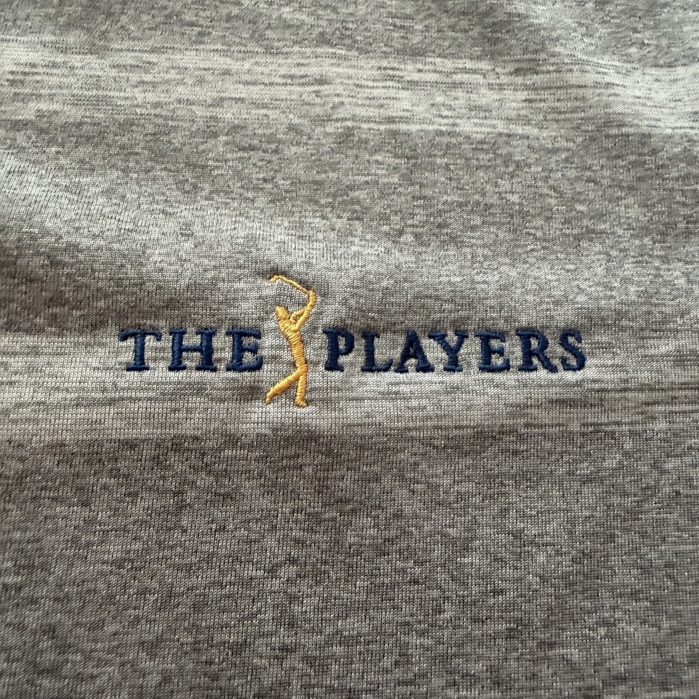 The Players Shirt Mens Large Gray Stripe Golf Performance Puma Polo TPC Sawgrass - Picture 3 of 9
